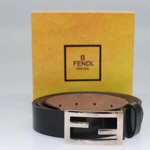 FENDI Belt Leather 39.4"" Black Auth yk17580